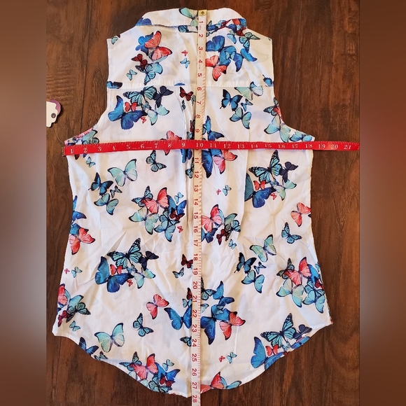 St John's Bay Multi Color 100% Cotton Button Down Sleeveless Top Size S - Picture 7 of 7